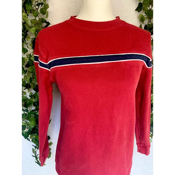Old Navy Red Navy White Stripe Cotton Sweater Long sleeve Top Kids 12 Women's XS - Picture 3 of 8